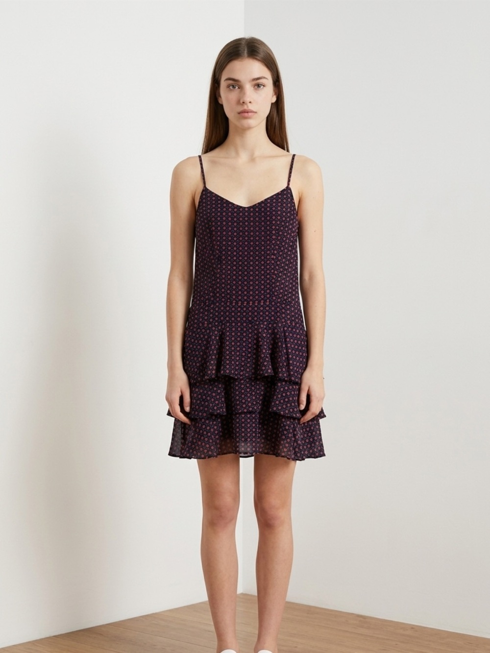 Derek Lam 10 Crosby Charlotte Silk Tiered Ruffle Mini Dress M